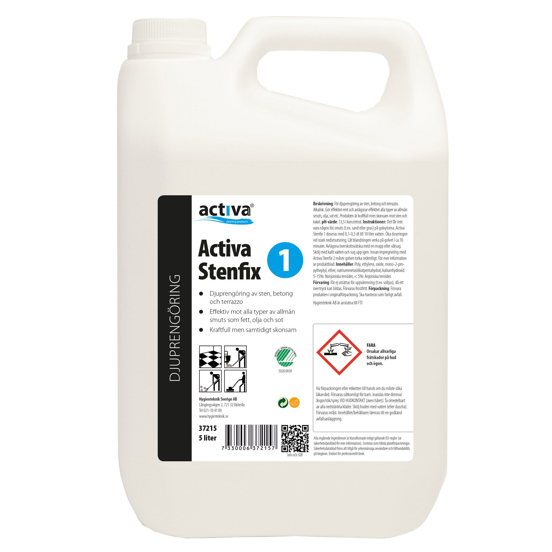 Djuprengöring Activa Stenfix 1 Oparfymerad 5 liter