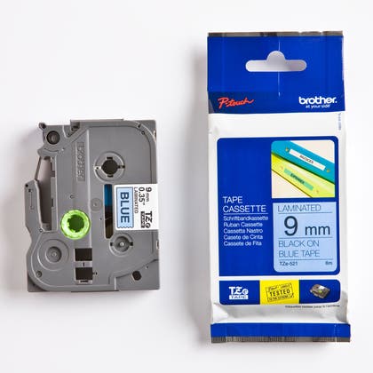 Märkband svart/blå 9 mm Brother