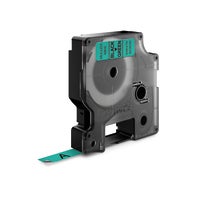 Märkband Dymo D1 svart/grön  9 mm