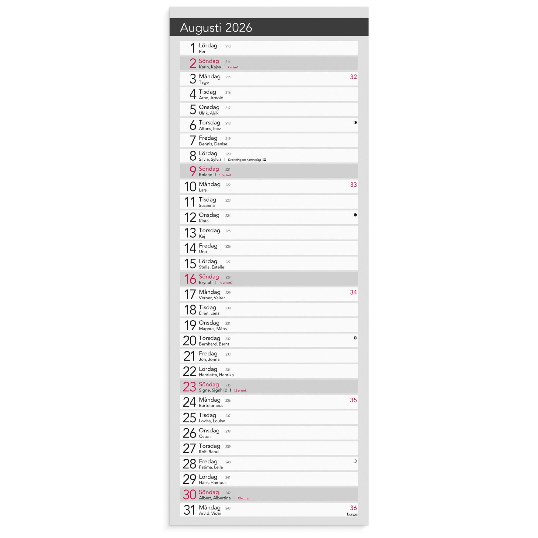 Liten Bordskalender Elegant 2026