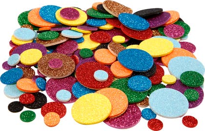 Dekorgummicirklar glitter 12-32mm 150/fp