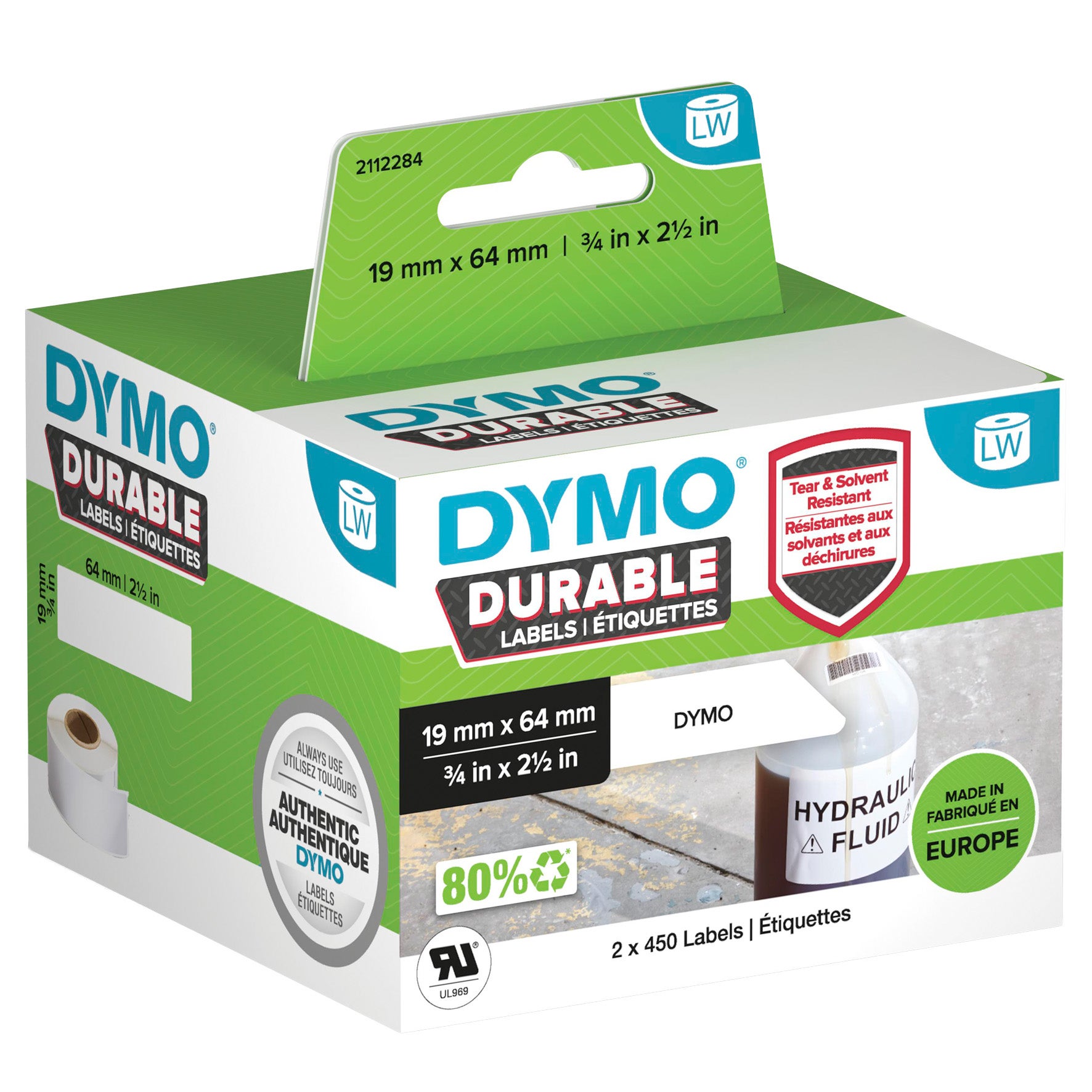 Etikett Dymo Durable 19x64 mm