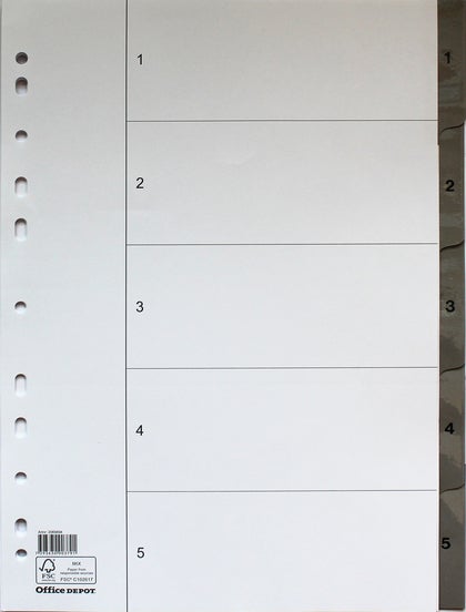 Register med plastförstärkta flikar Office Depot