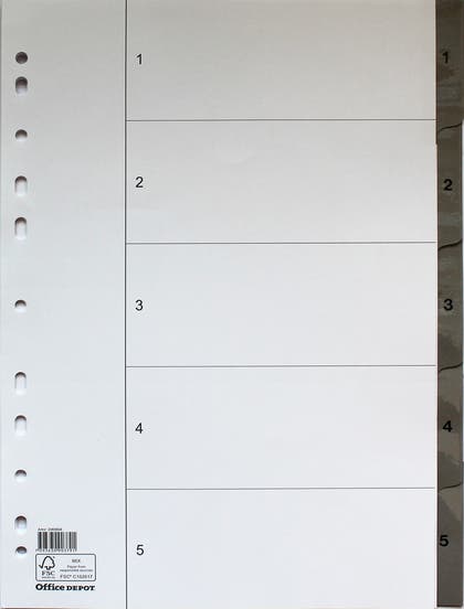 Register med plastförstärkta flikar Office Depot