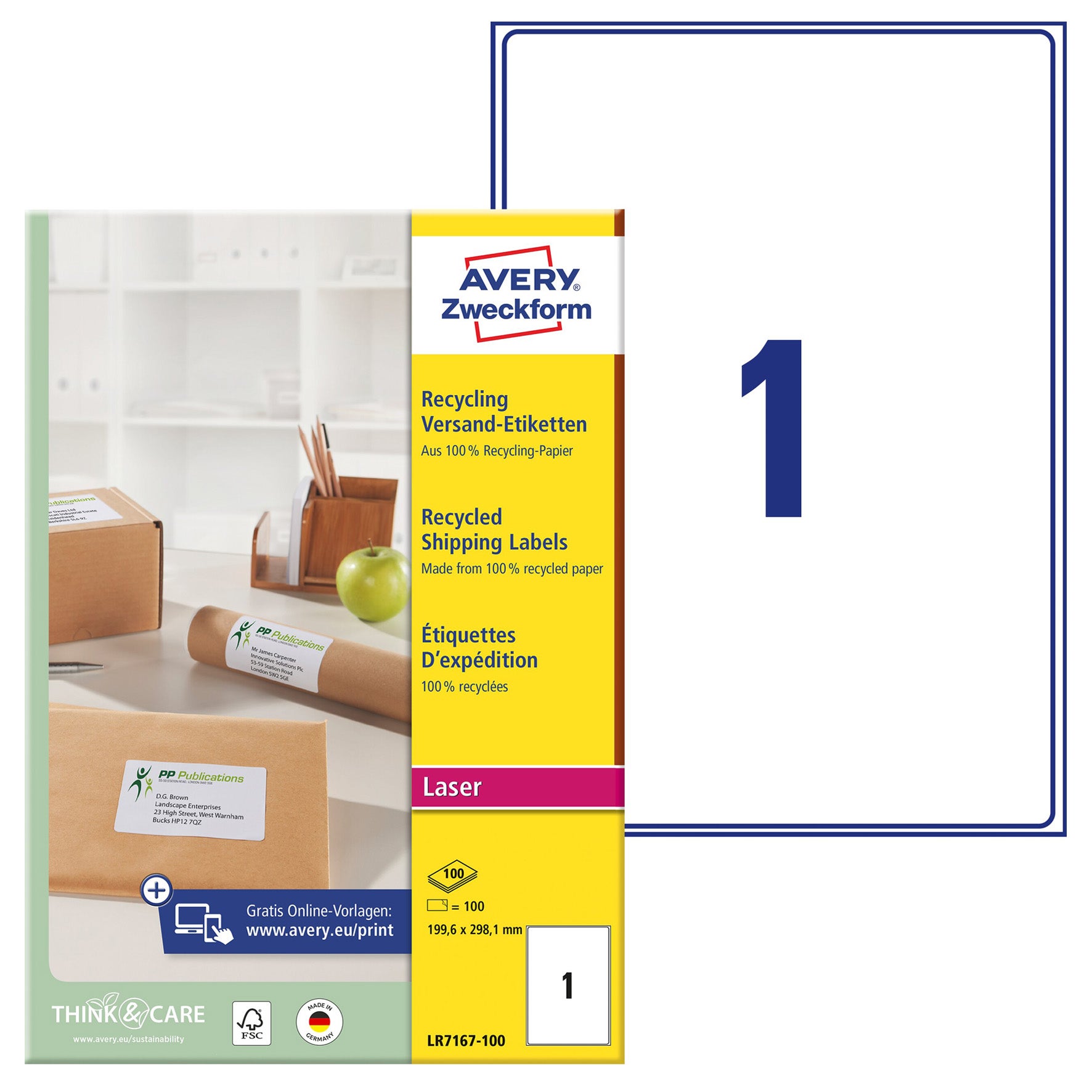 Adressetiketter Recycled A4 Avery
