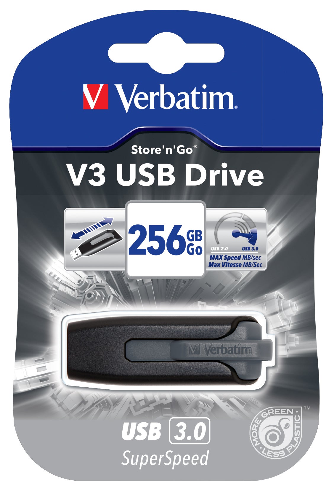 USB 3.0 Verbatim V3 256GB Svart