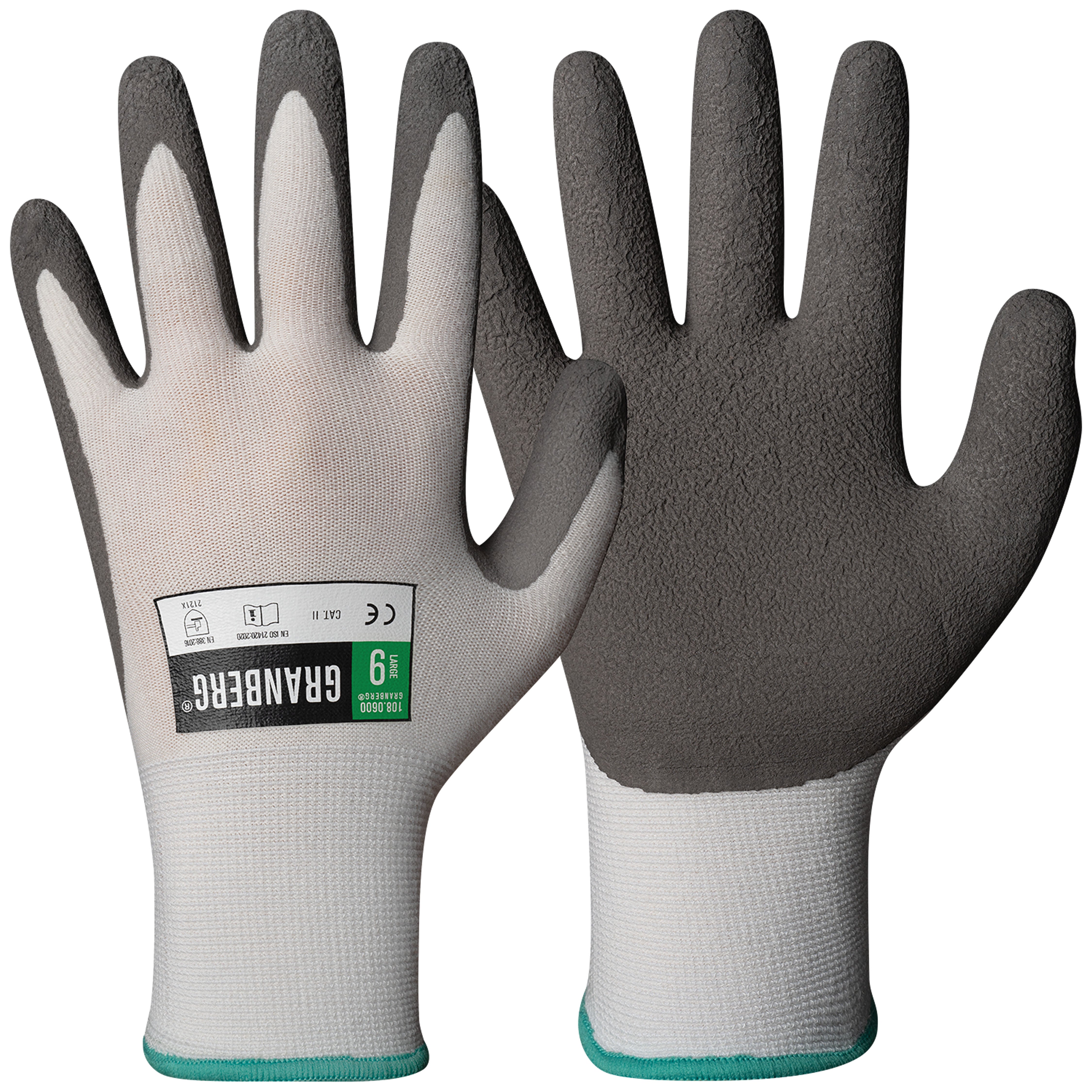 Montagehandske 0600 Bambu/Latex vit/grå