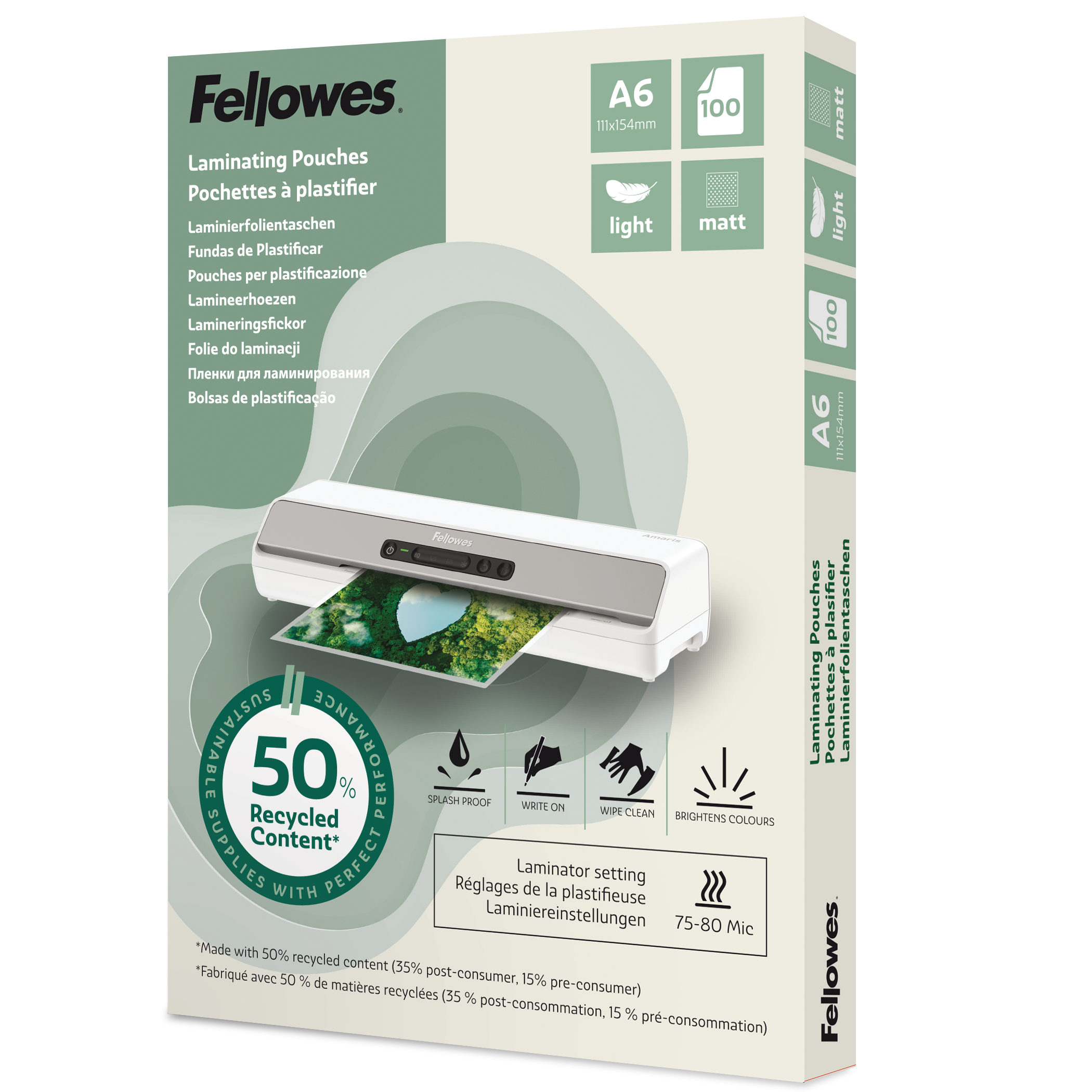 Lamineringsfickor Recycled matt 100-pack Fellowes