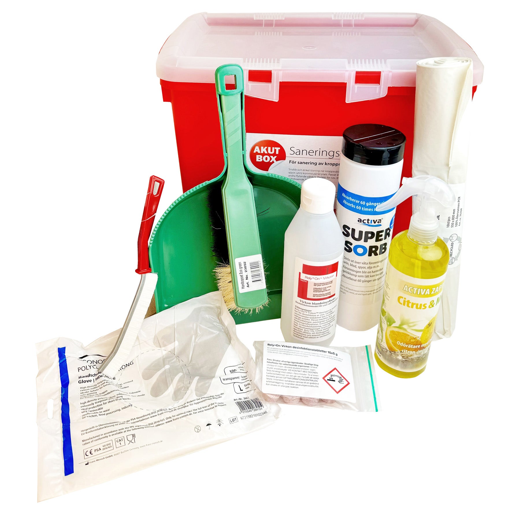 Akutbox/saneringskit Mini för kroppsvätskor