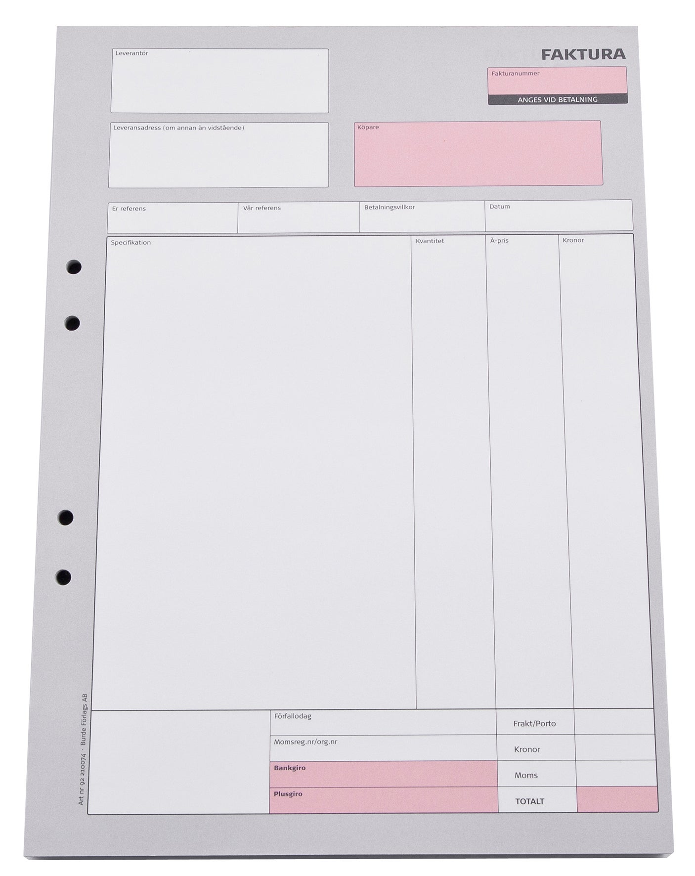 Faktura A4 onumrerade 2x50blad