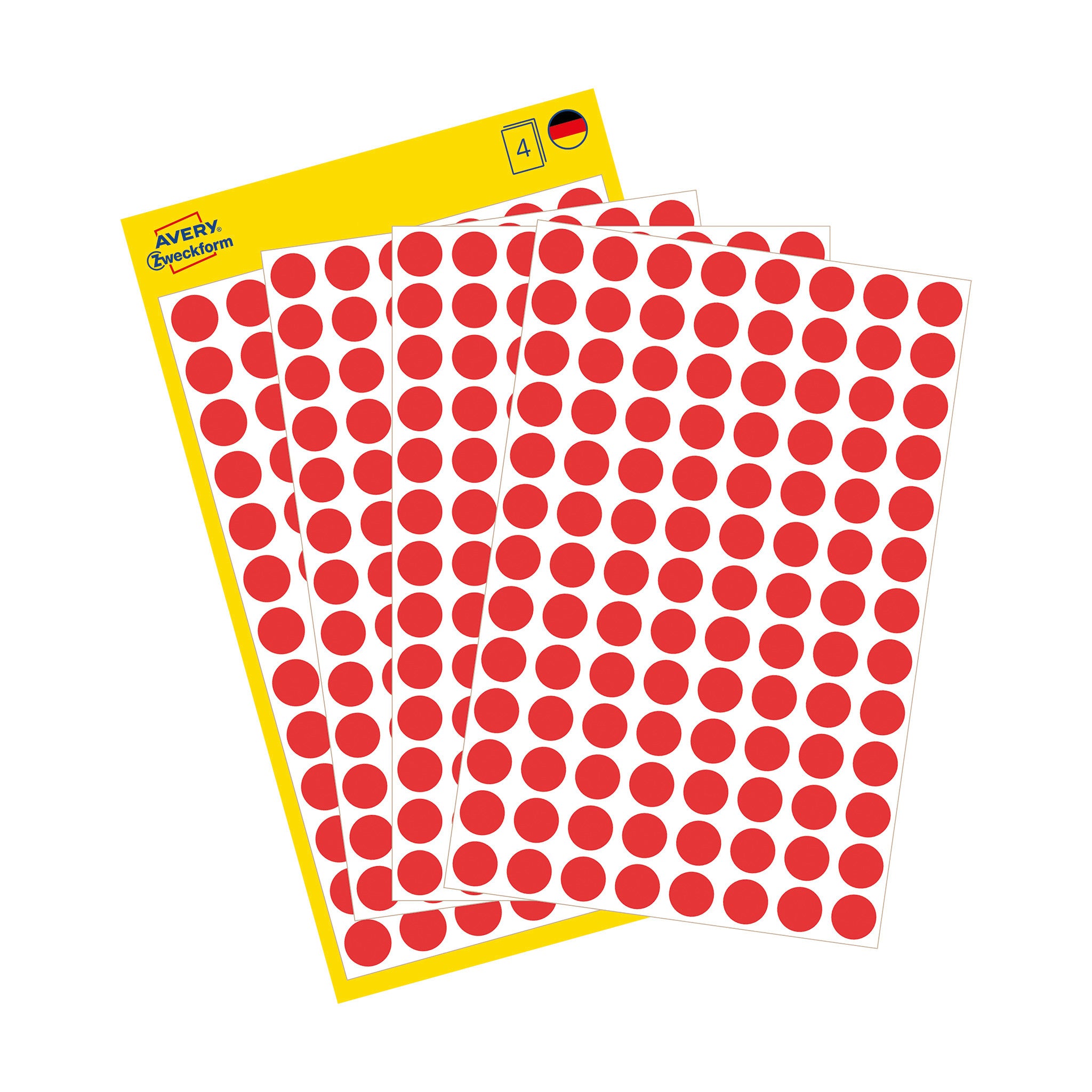 Etikett  8mm rund röd 416/fp