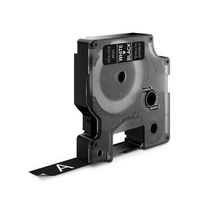 Märkband Dymo D1 Vit/Svart 12 mm