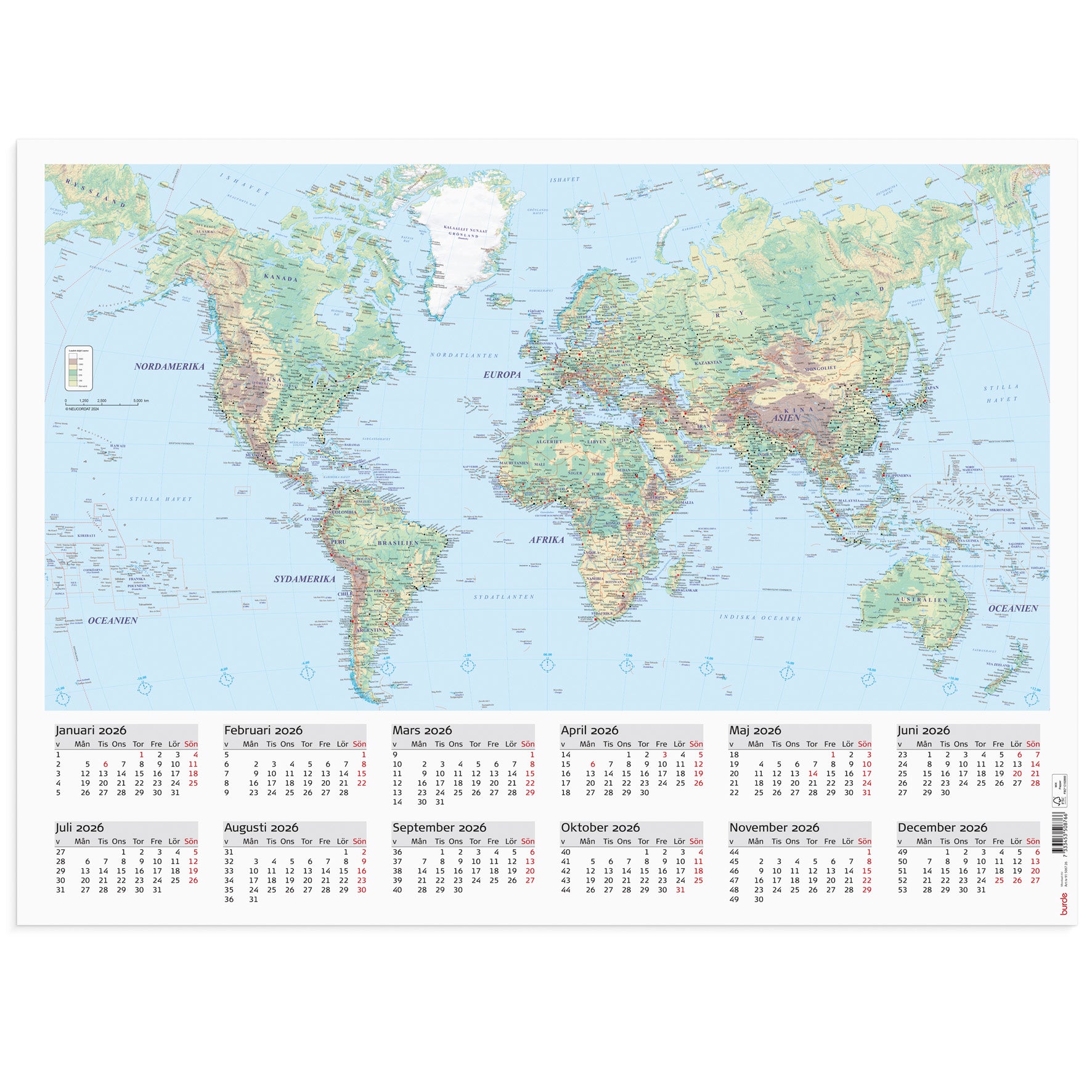 Väggblad Världskarta 2026