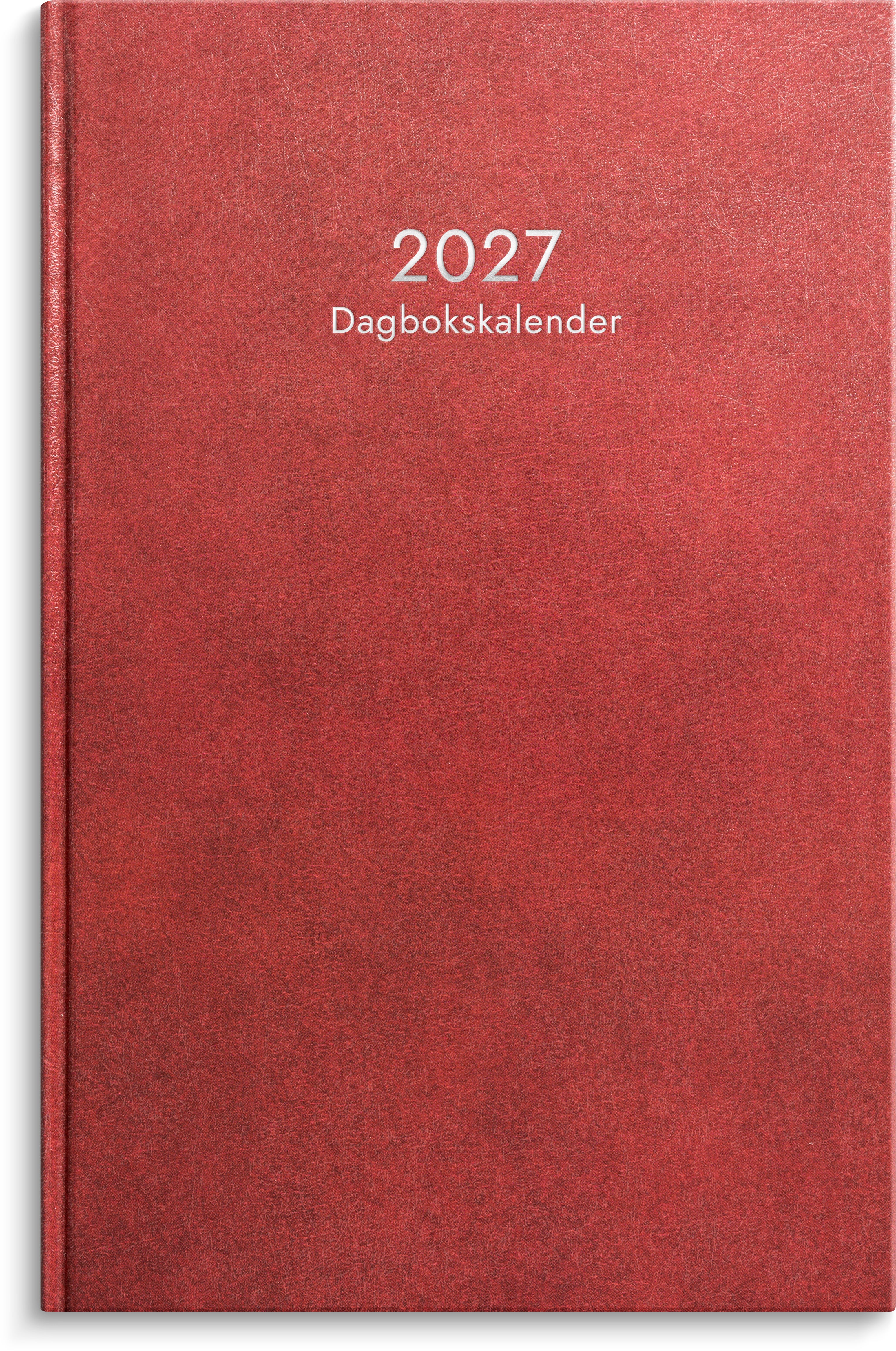 Dagbokskalender 2027 rött konstläder Burde