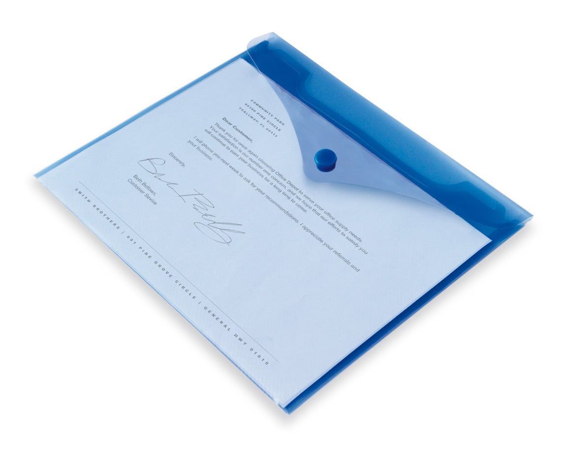 Kuvertmapp OD A4 transparent blå