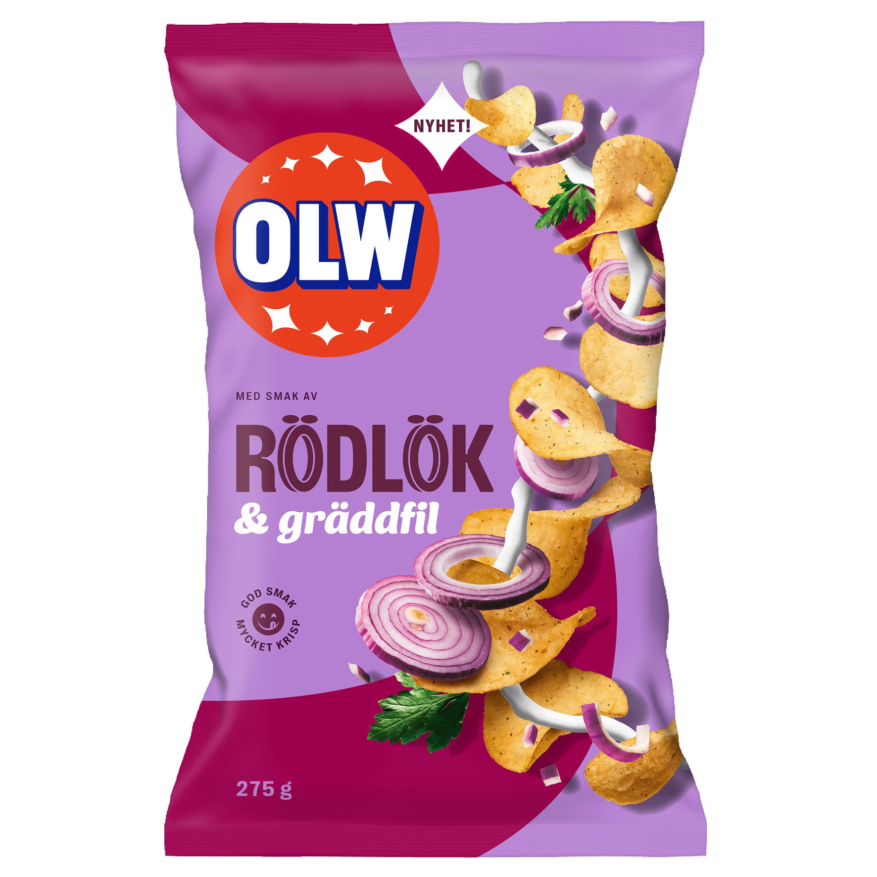 Chips OLW Rödlök & Gräddfil 15x275 g
