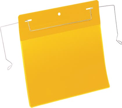 Plastficka A5L trådbygel gul 50 st/fp