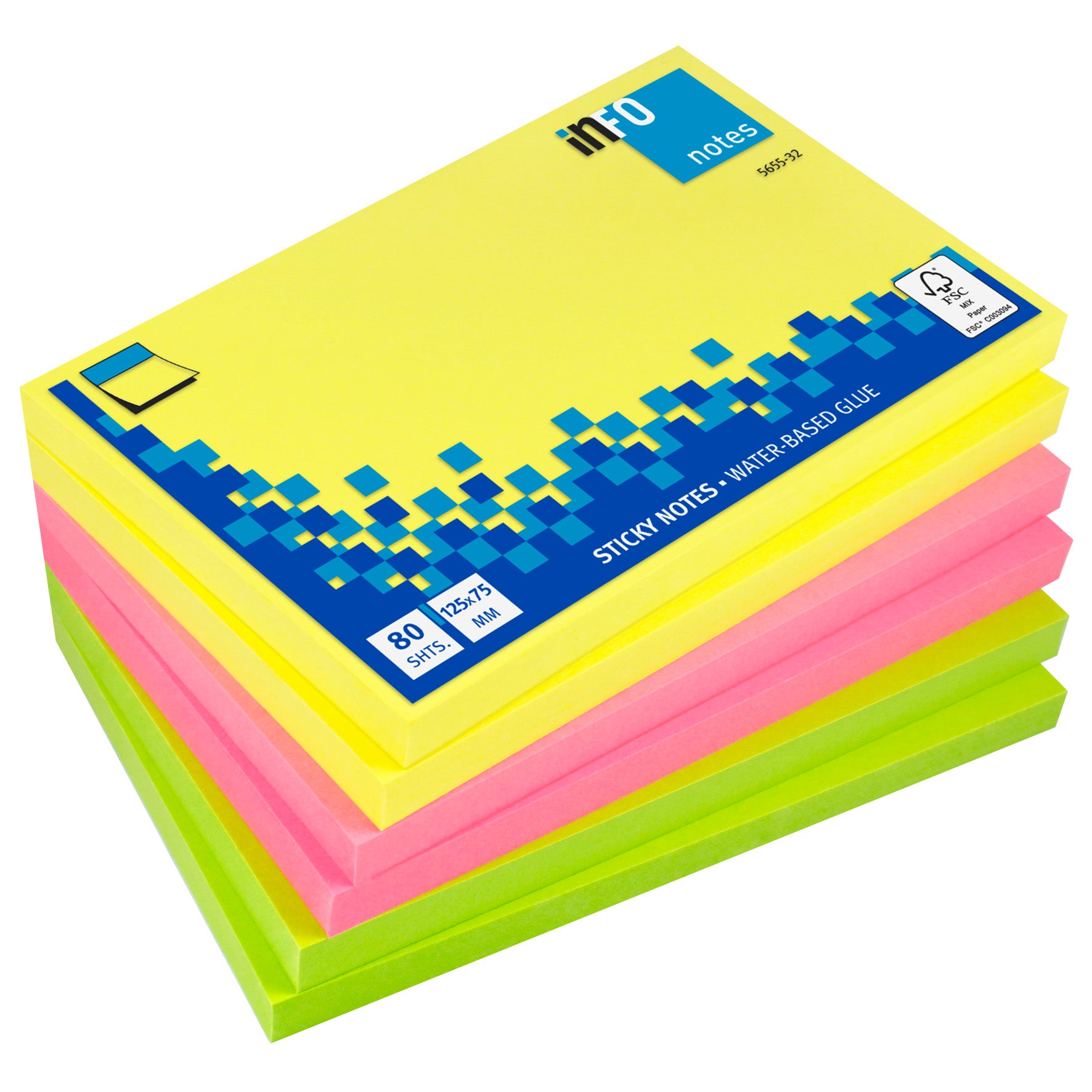 Notis Info Brilliant Sticky Notes 75x125 mm neon 6 block
