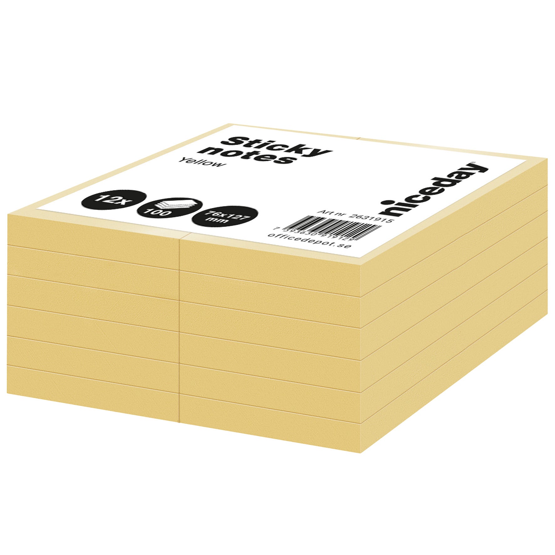 Notis Niceday 76x127mm gul 12st/fp