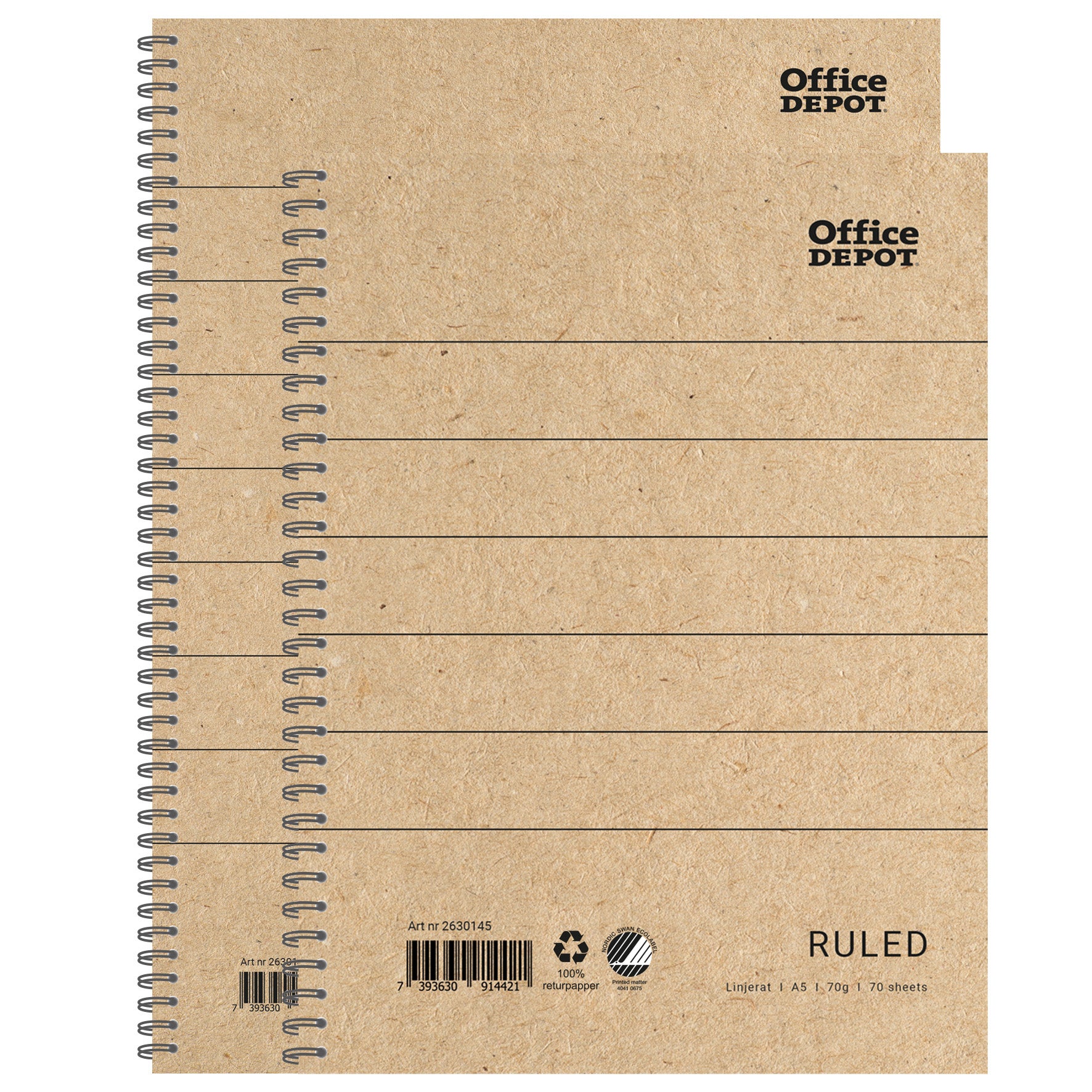 Kollegieblock Recycle A4/A5 70g 70blad linjerat