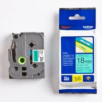 Märkband TZe741  svart/grön 18 mm Brother