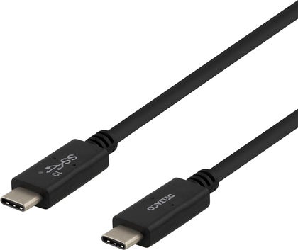 Kabel USB-C - USB-C 3.1 G2 1 Meter Deltaco Svart