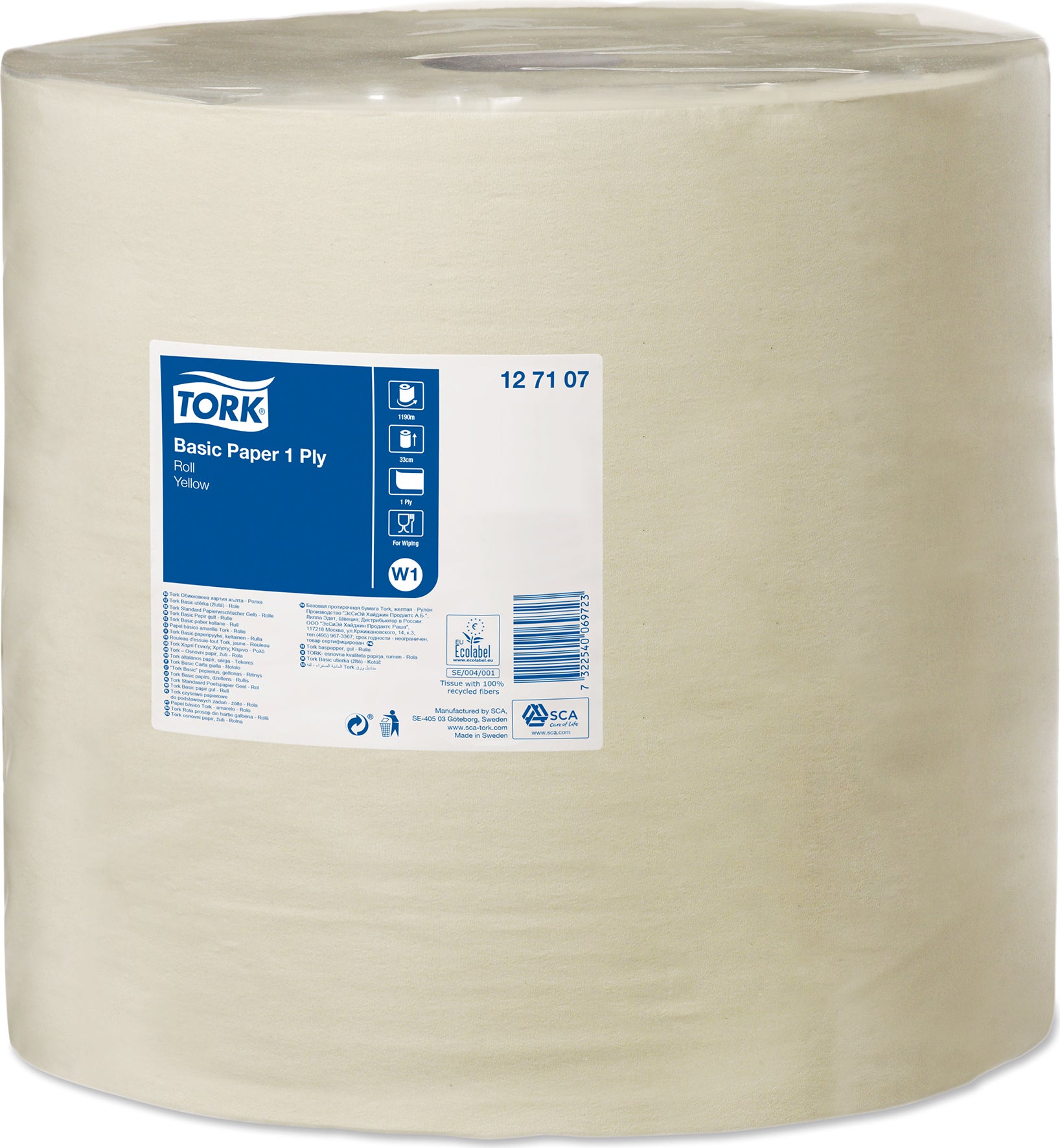 Avtorkningspapper Basic Tork W1 Gul 1190 Meter