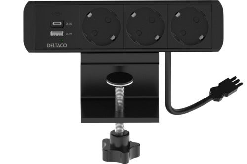 Eluttag bordsmodell USB-A+USB-C Deltaco