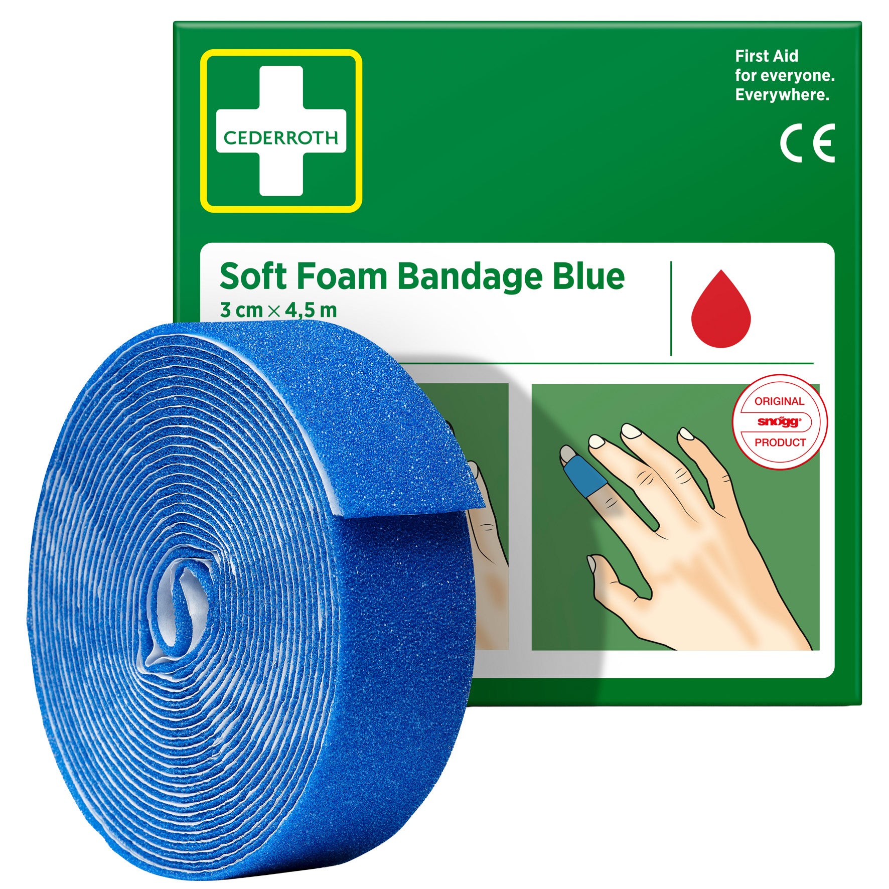 Plåster Cederroth Soft Foam 3 cm x 4,5 m blå