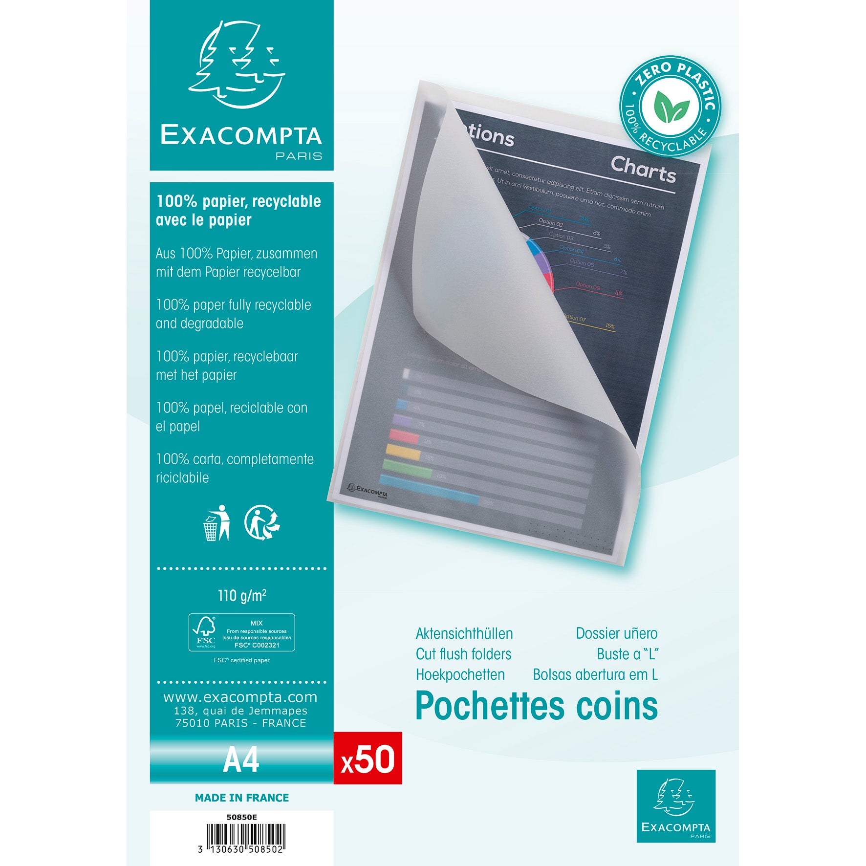 Pappmapp A4 klar 50/fp