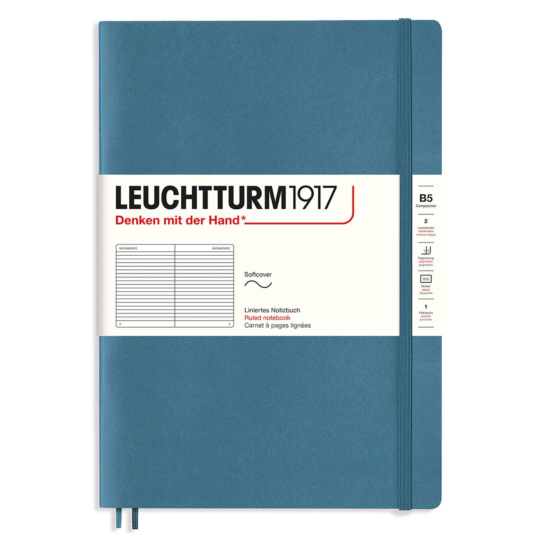 Anteckningsbok B5 soft linjerad Stone Blue