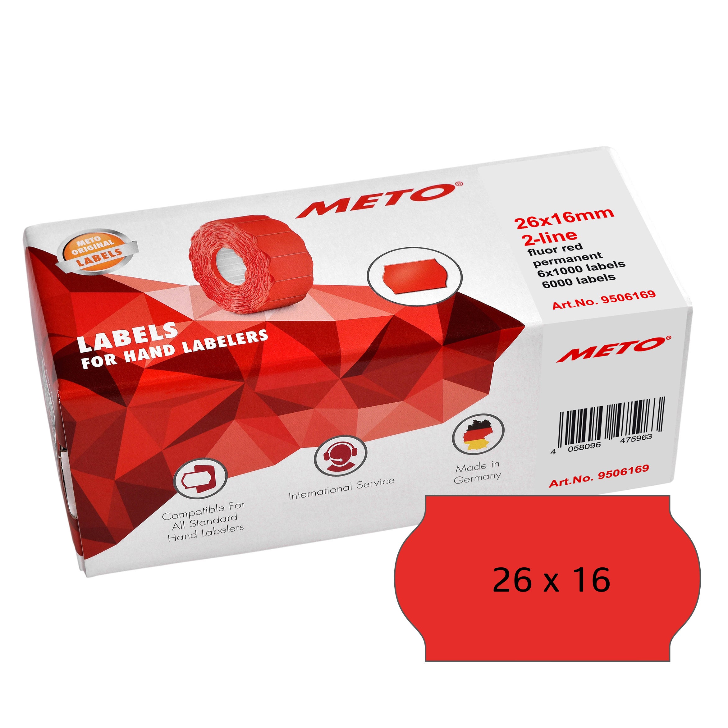 Prismärkningsetikett 26 x 16 mm röd permanent 6 rullar/fp