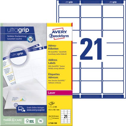 Adressetiketter QuickPEEL och Ultragrip Avery
