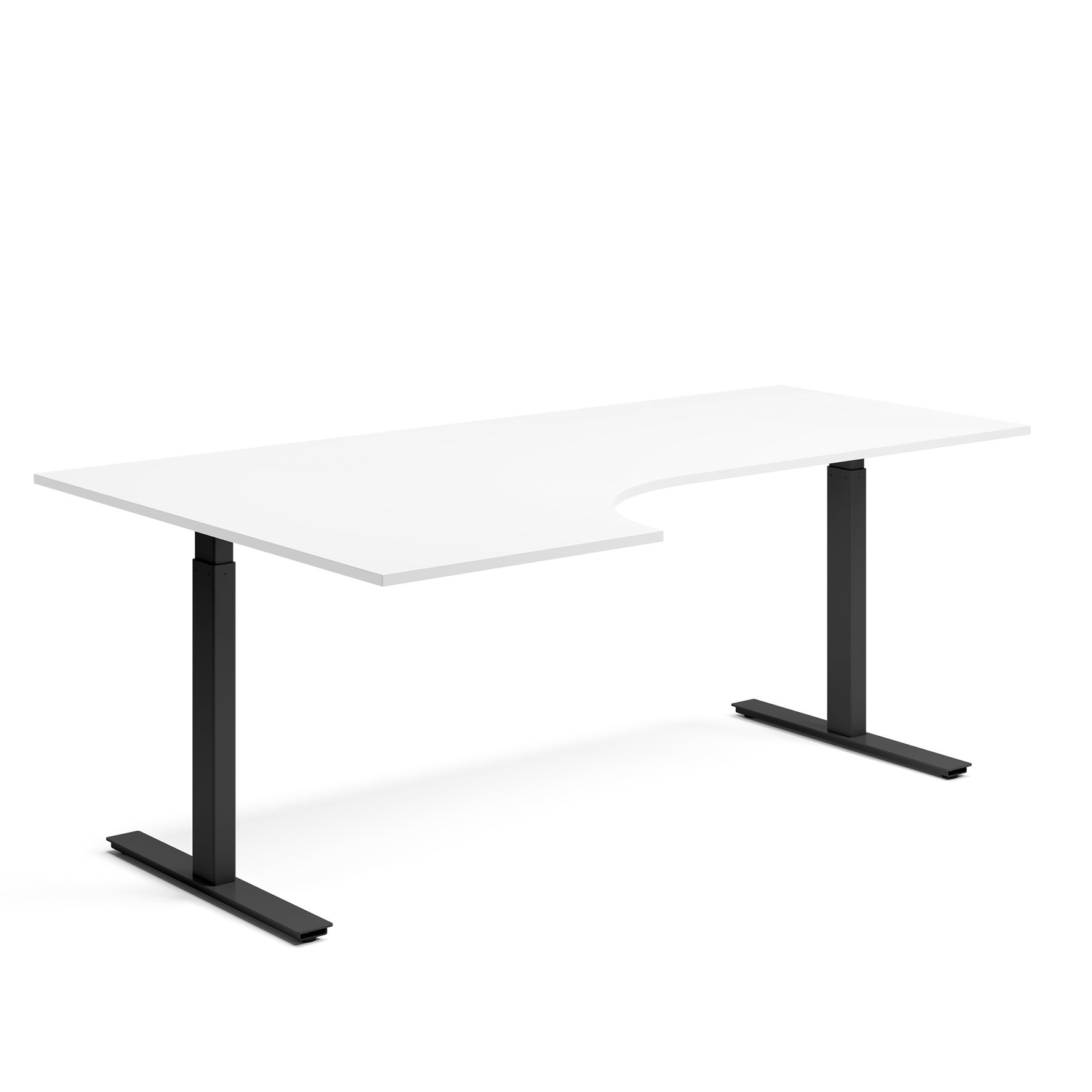 Vänstersvängt skrivbord Ergofunk Smart 800x2000x1200x600 mm Svart underrede