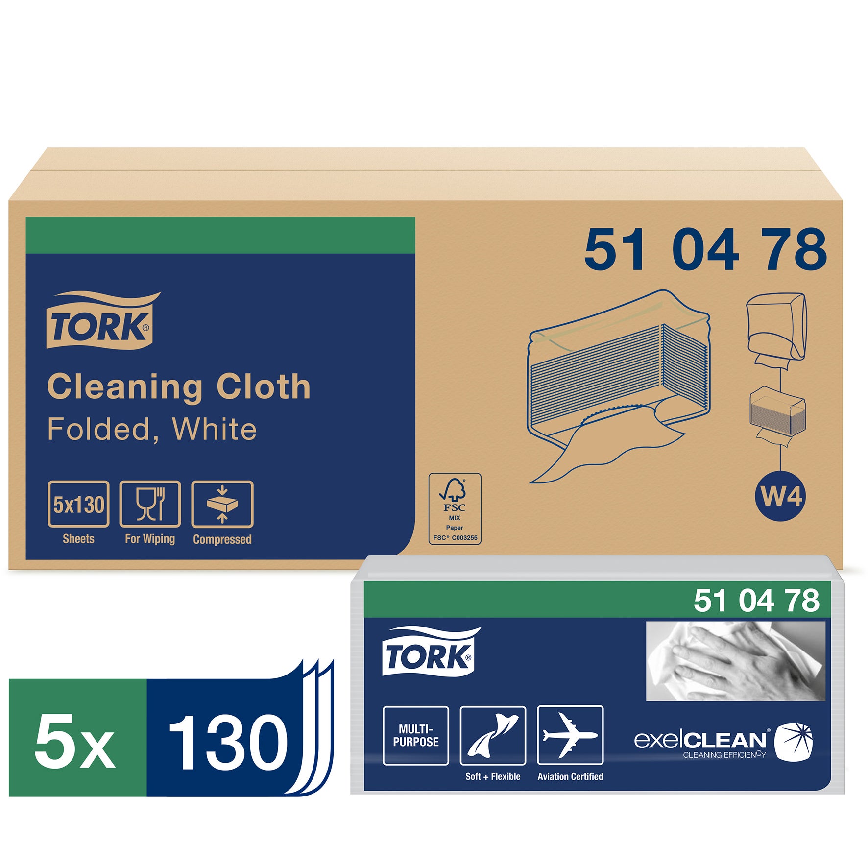 Rengöringsduk Tork Mjuk W4, 130x5st/fpk