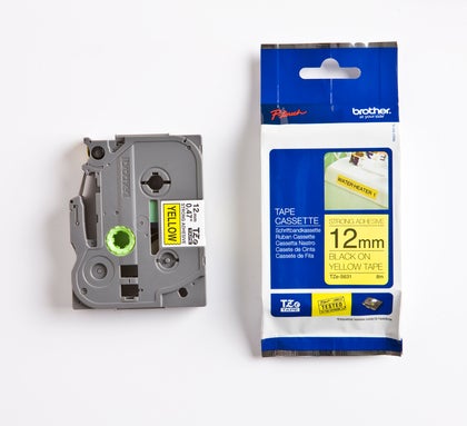 Märkband TZeS 12 mm x 8 m svart/gul