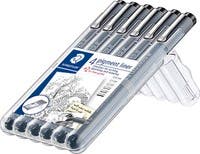 Fineliner Staedtler svart 6 st/fp