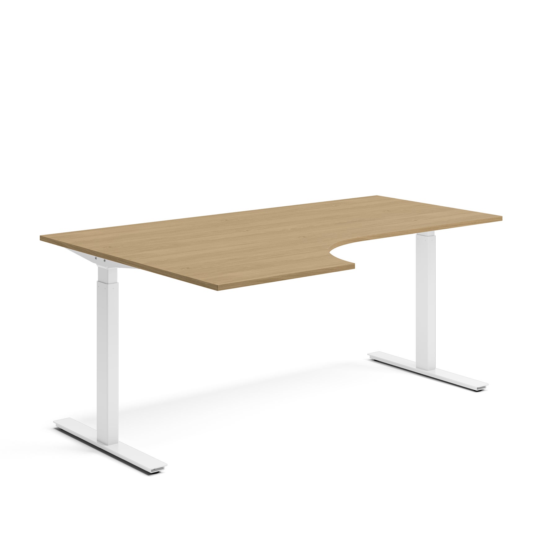 Vänstersvängt skrivbord Ergofunk Smart 800x1800x1200x600 mm Vitt underrede