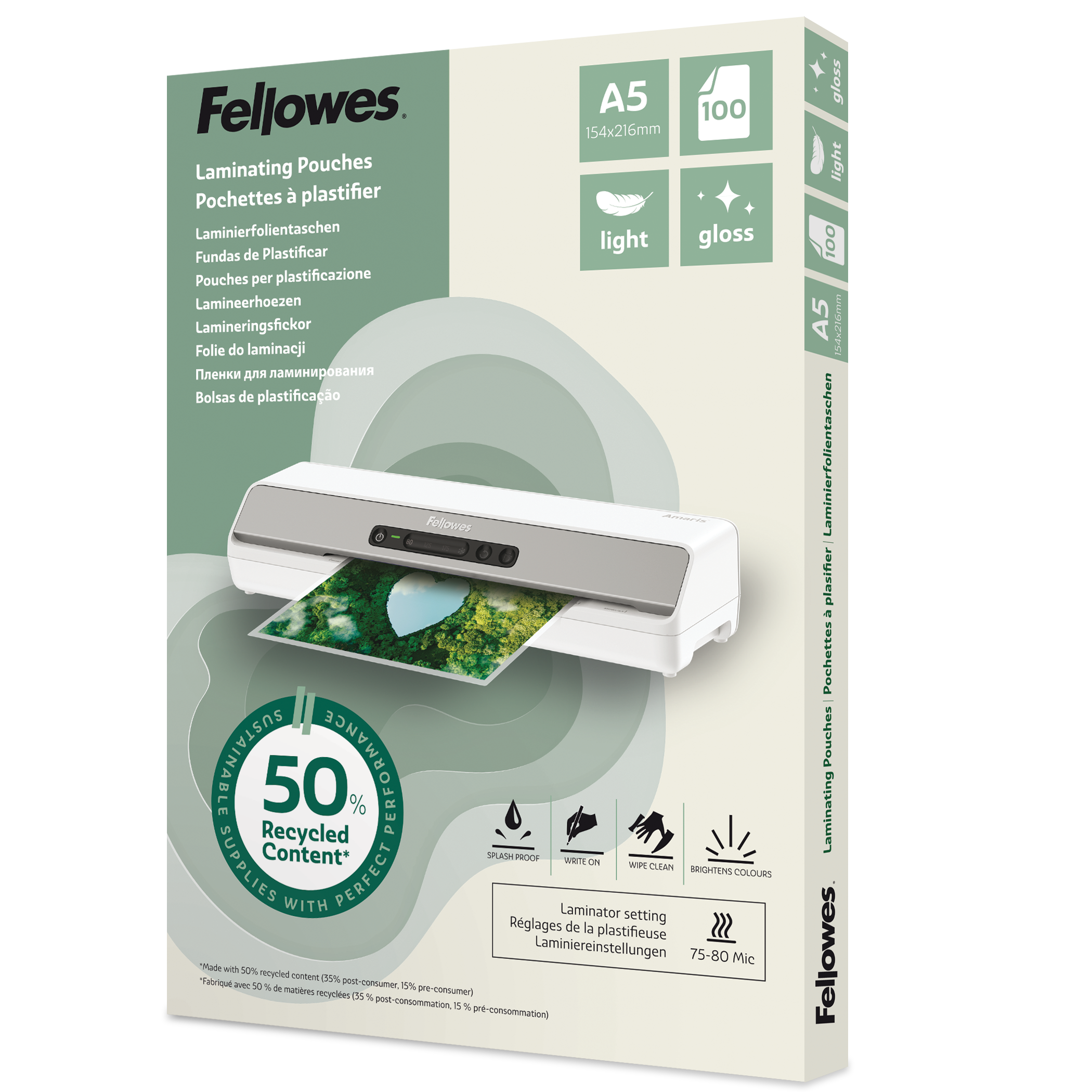 Lamineringsfickor Recycled blank 100-pack Fellowes
