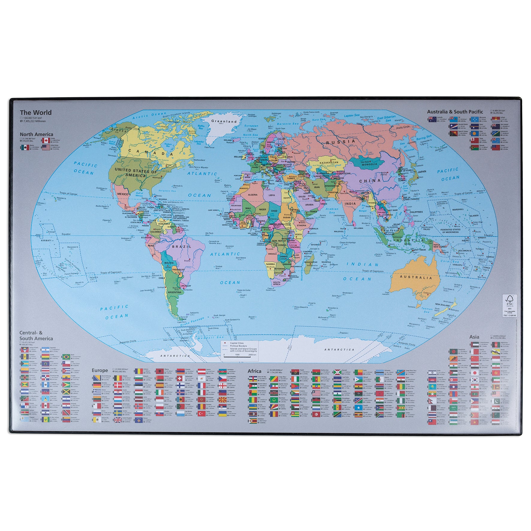 Skrivunderlägg Världskarta 59x39mm