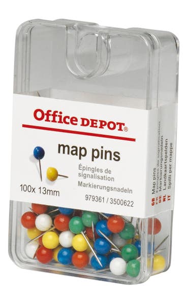 Kartnålar mixade färger 100-pack