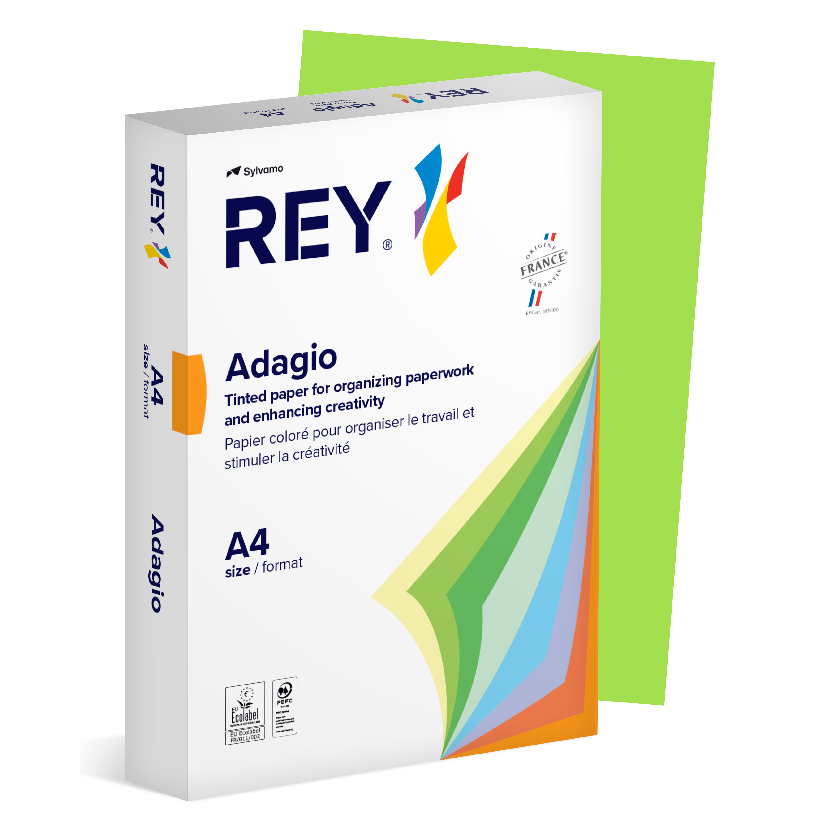 Färgat kopieringspapper Rey Adagio A4 80g 500/fp Spring Green