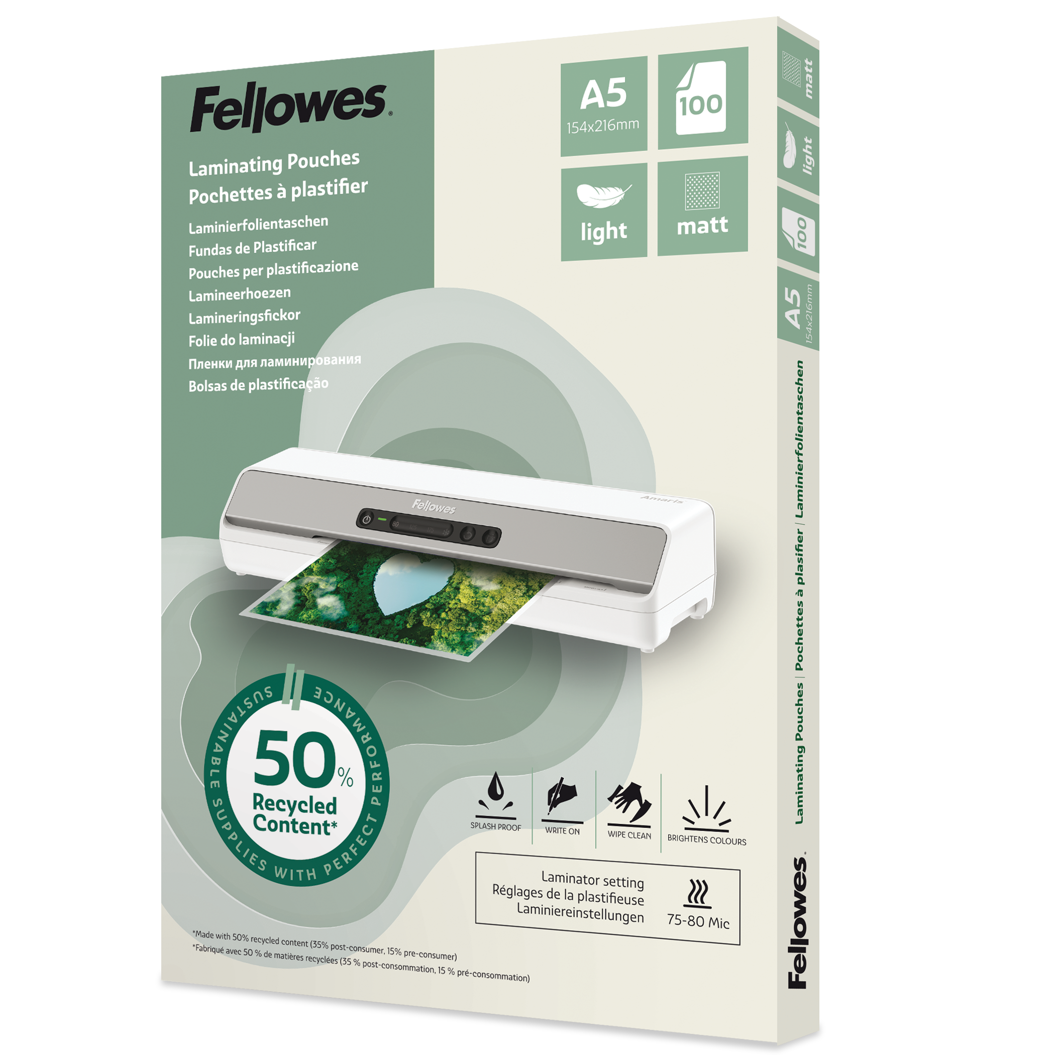 Lamineringsfickor Recycled matt 100-pack Fellowes