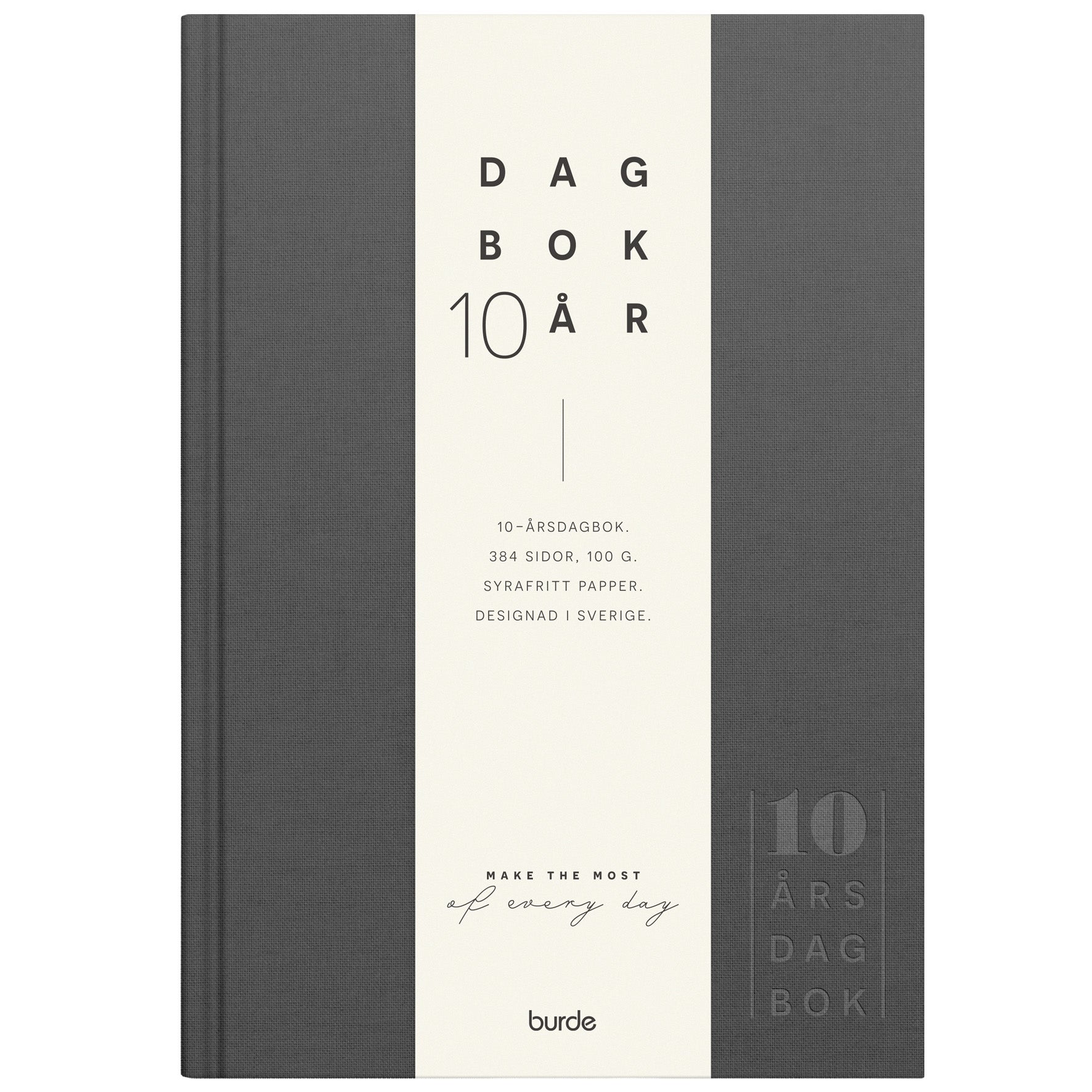 10-årsdagbok mörkgrå linne