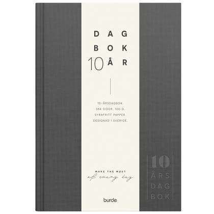 10-årsdagbok mörkgrå linne