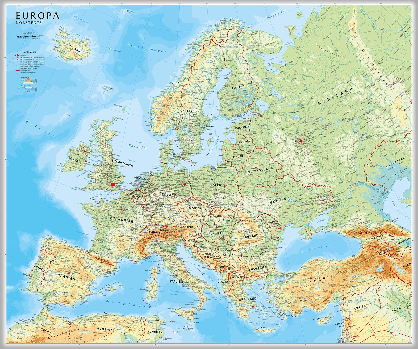 Europakarta 1:5,5 milj. 980 x 820 mm