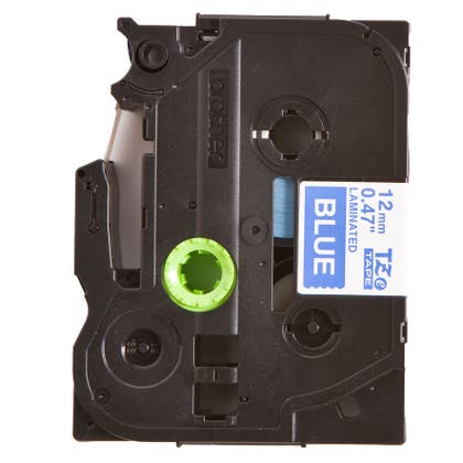 Märkband TZe535 12 mm vit/blå