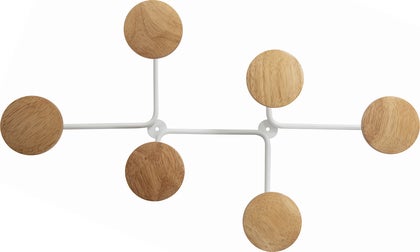 Hängare vägg 6 krokar trä Alba