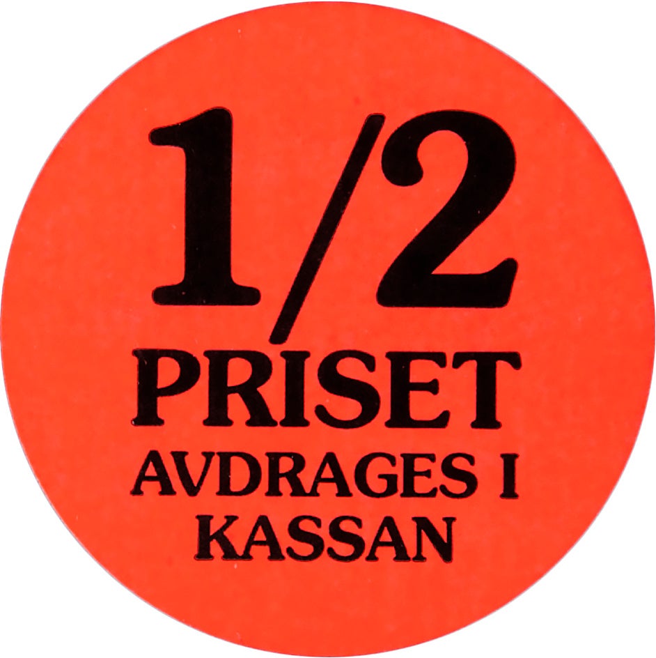 Etikett "Halva Priset" 2000/rl