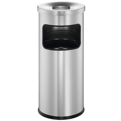 Papperskorg med askkopp 17 liter Safe silver